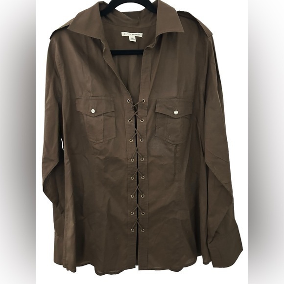 Banana Republic Tops - Banana Republic Brown Military Crisscross Front Closure‎ Lightweight Blouse